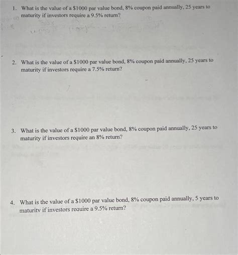 1 What Is The Value Of A 1000 Par Value Bond 8