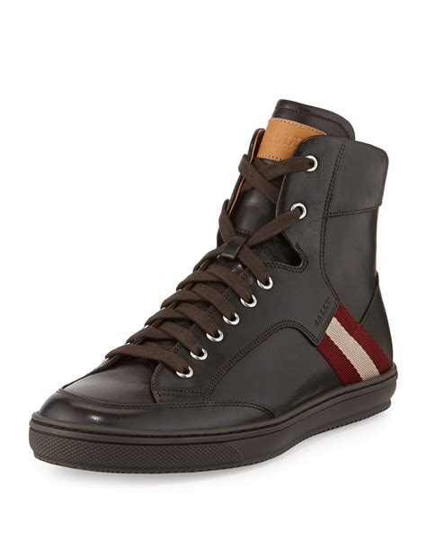 Bally Oldani Leather High Top Sneaker Dark Brown