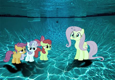 Fluttershy And Cmcs Breath Hold Underwater By Sb1991 On Deviantart