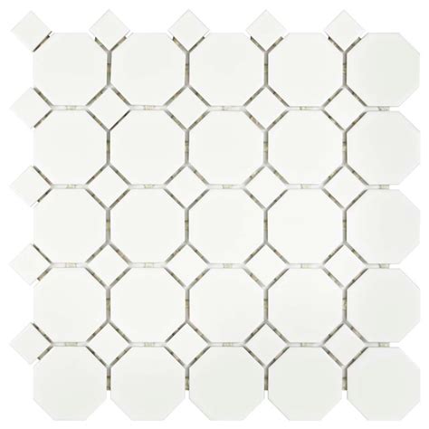 Merola Tile Metro Octo Matte White W Dot 11 12 Inch X 11 12 Inch X