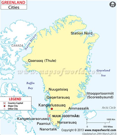 Greenland Cities Map