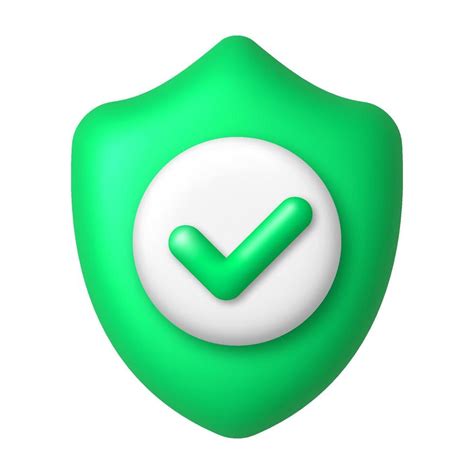 Green Checkmark And Shield 3d Icon Security And Protection Concept 3d