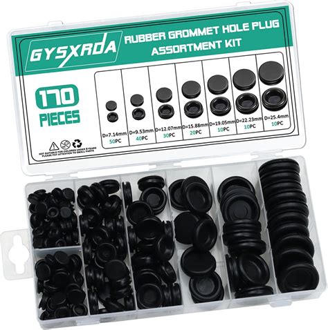 Gysxrda 170pc Rubber Grommet Kit Black Firewall Hole Plug Set 7 Sizes