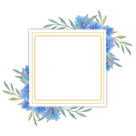 Marco Cuadrado Decorativo Flor Azul Ornamento Png Flor Marcos Ornamento Png Y Psd Para