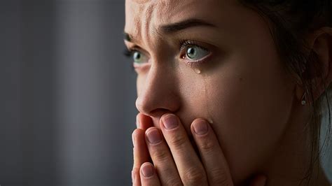 Mulher Chorando Desesperada Triste Chorando Com As Mãos Postas E