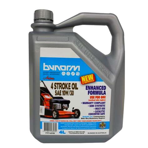 Lawnmower Oil 4Ltr SAE 10W/30 4 Stroke Bynorm Semi Synthetic Lawn Mower ...