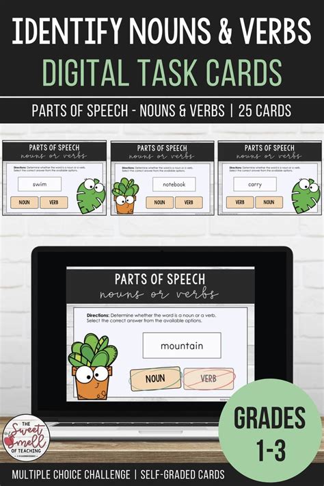 Parts Of Speech Sorting Nouns Verbs Distance Learning Digital Boom