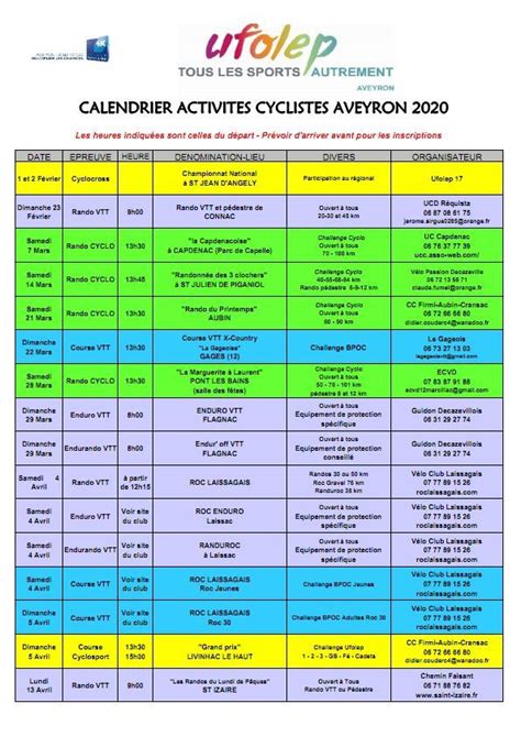 Calendrier Vtt Ufolep Aveyron 2021 Calendrier May 2021