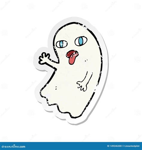 Etiqueta Afligida Retro De Um Fantasma Engra Ado Dos Desenhos Animados