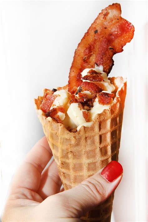 Bbq Bacon Mac And Cheese Waffle Cones Savory Waffle Cone Recipe Bacon Mac And Cheese Waffle