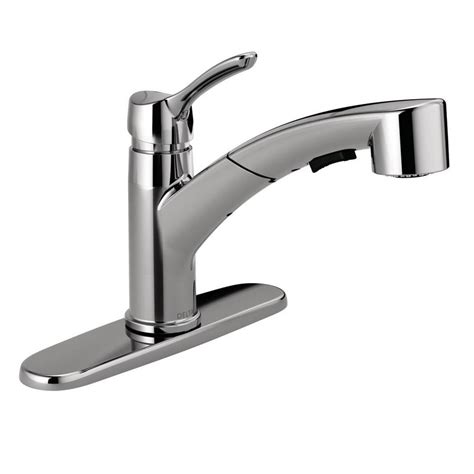 Delta Grant Single Handle Pull Out Sprayer Kitchen Faucet In Chrome 16953 Dst The Home Depot