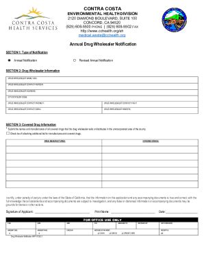 Fillable Online Contra Costa Annual Drug Wholesaler Notification Fax