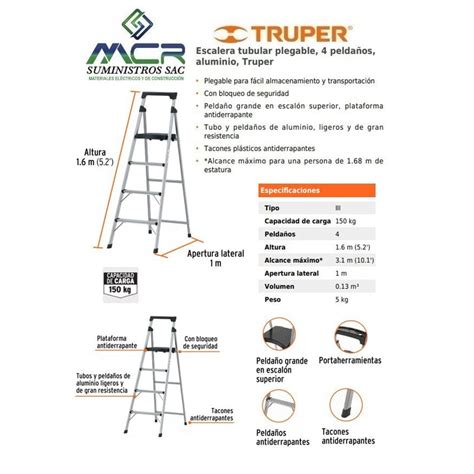 Escalera Tubular Plegable Pelda Os Aluminio Truper Truper Falabella