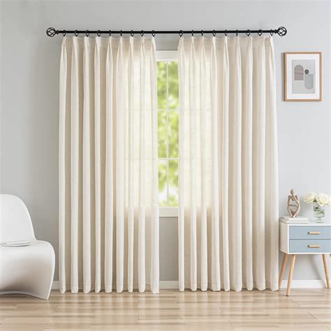 Amazon OYRING Faux Linen Pinch Pleated Curtains 84 Inches Long