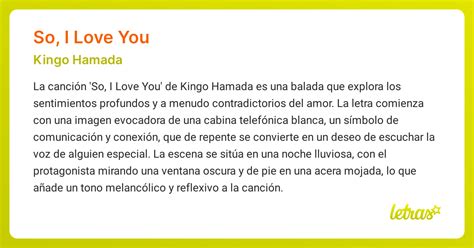 Significado De La Canción So I Love You Kingo Hamada Letrascom