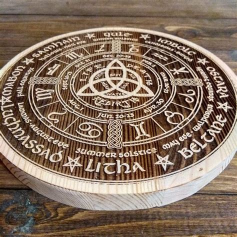 Wood Burned Pagan Wheel Of The Year Wall Art Wiccan Calendar Sabbat