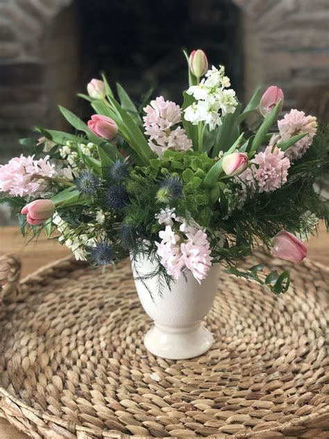 Recipe For Spring Arrangement Tulips Hyacinths Eryngium Hydrangea