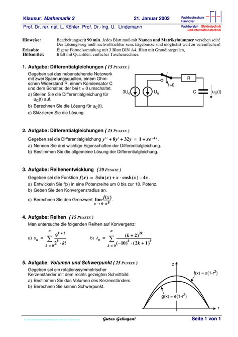 Mathe Ws Lsg Klausur Mathematik Januar Prof Dr