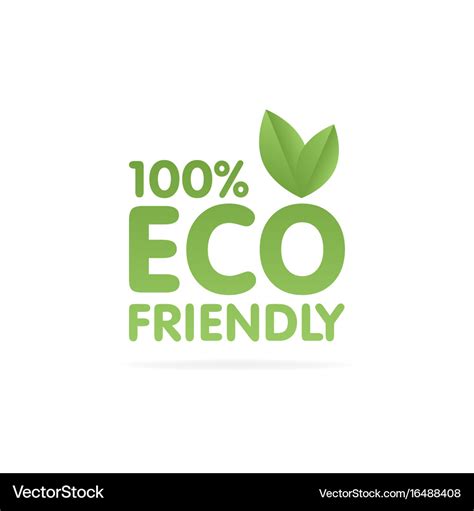 Eco friendly green leaf label sticker Royalty Free Vector