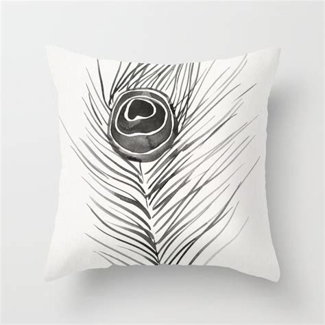 Peacock Feather Black Palette Throw Pillow By Cat Coquillette Society6