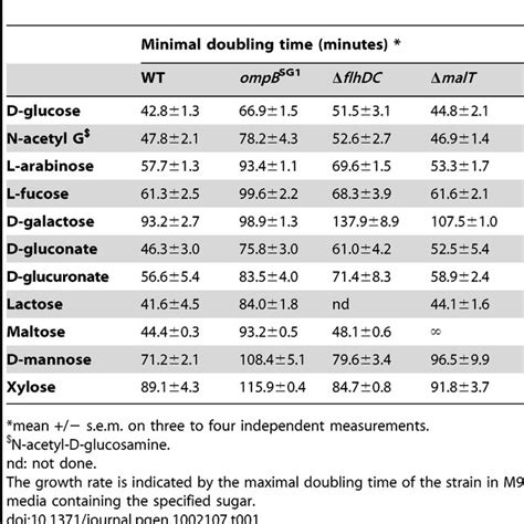 Maximal Growth Rates Of The Ancestral Strain Wt And Isogenic Mutants