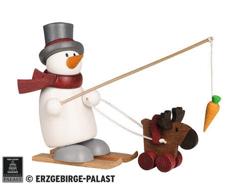 Schneemann Fritz Mit Ski Und Elch Cm Von Hobler Figuren