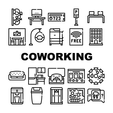 Coworking Work Office Collection Icons Set Vector Vector Art At