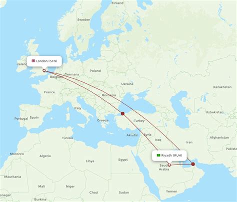 All flight routes from London to Riyadh, STN to RUH - Flight Routes