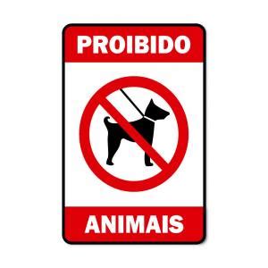 Placa de Sinalização Proibido Animais PS 1MM 4X0 Colorido 1 lado