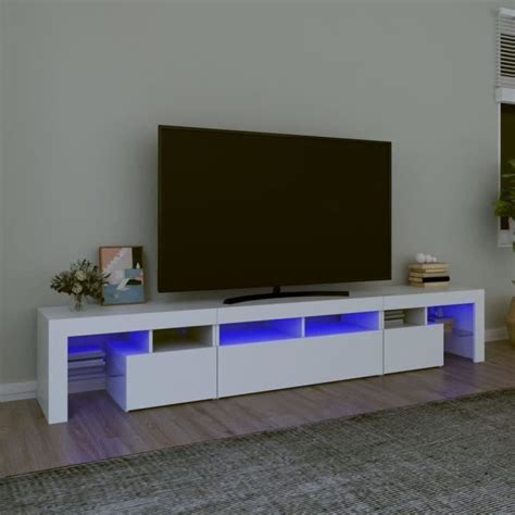 Drfeify Meuble TV avec lumières LED Blanc A3152786 HB014 Cdiscount Maison