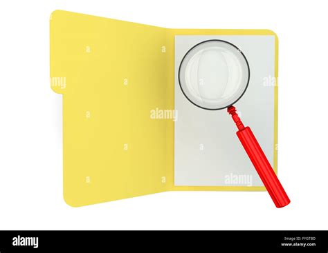 Render Of An Open Folder With A Magnifying Glass Stock Photo Alamy