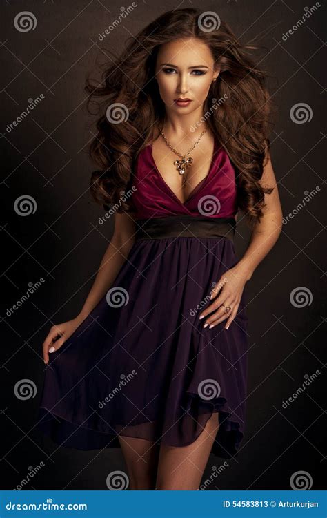 Portrait Of Beautiful Sensual Brunette Woman Stock Image Image Of Glamour Full 54583813