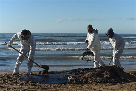 Volunteers Battle To Clear Oil On Russias Black Sea Coast Spilled From