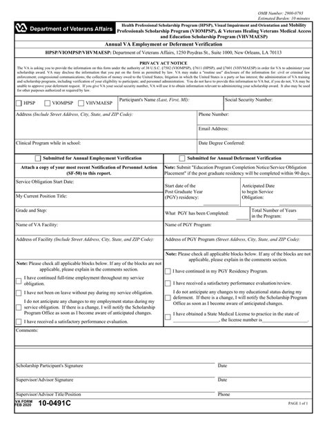 Va Form 10 0491c Fill Out Sign Online And Download Fillable Pdf Templateroller