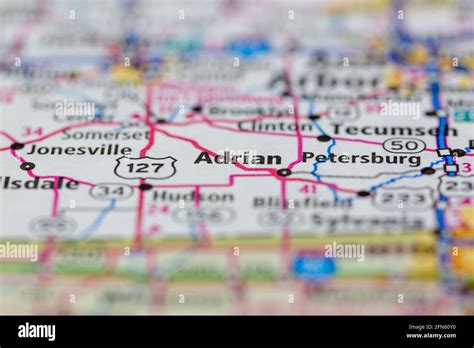 Adrian michigan on a map hi-res stock photography and images - Alamy