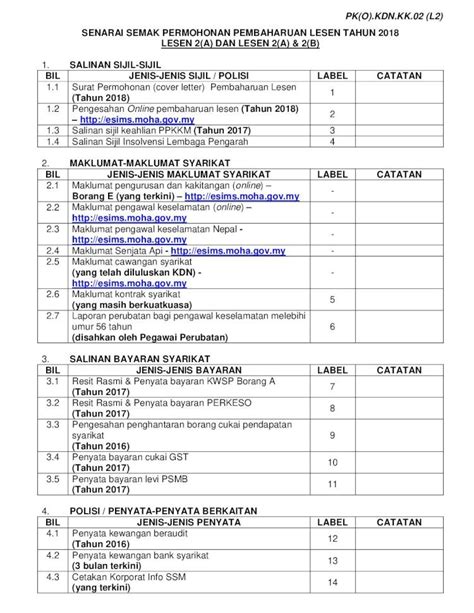 Pdf Senarai Semak Permohonan Pembaharuan Pdf Filesenarai Semak