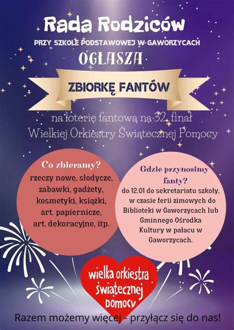 LOTERIA FANTOWA NA 32 FINAŁ WIELKIEJ ORKIESTRY ŚWIĄTECZNEJ POMOCY