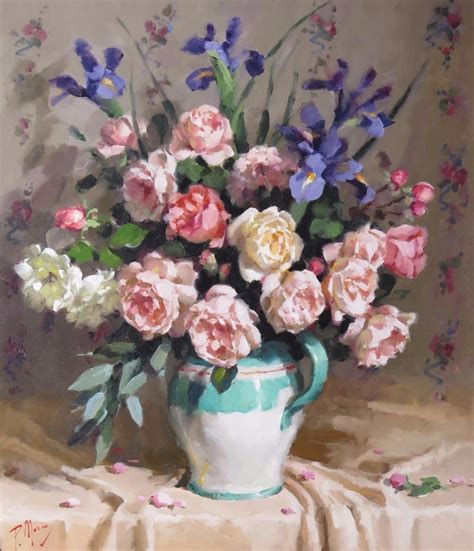 Patricia Moran Roses And Iris In A Jug Mutualart