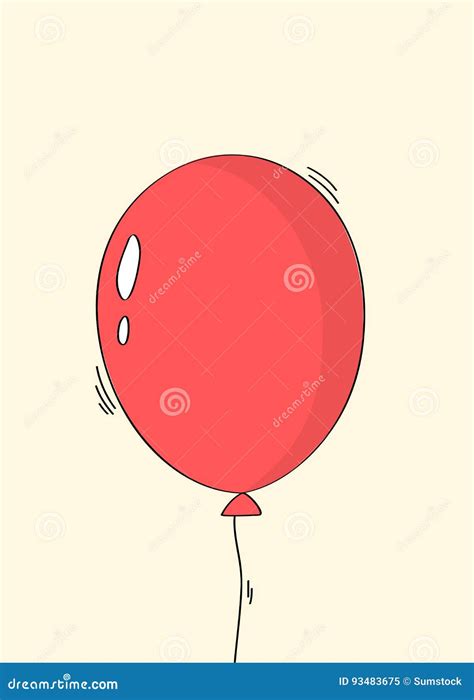 Hand Drawn Red Balloon Greeting Card Stock Vector Illustration Of