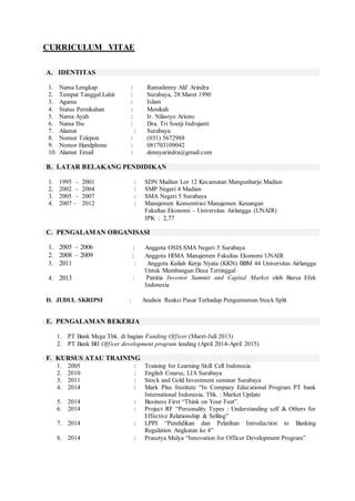 Cv Ramadenny Alif Arindra Pdf