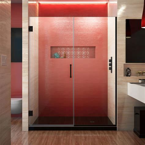 Unidoor Plus Matte Black Hinged Shower Door Floor And Decor