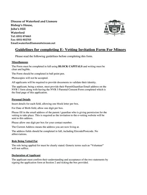 Fillable Online Guidelines For Completing E Vetting Invitation Form