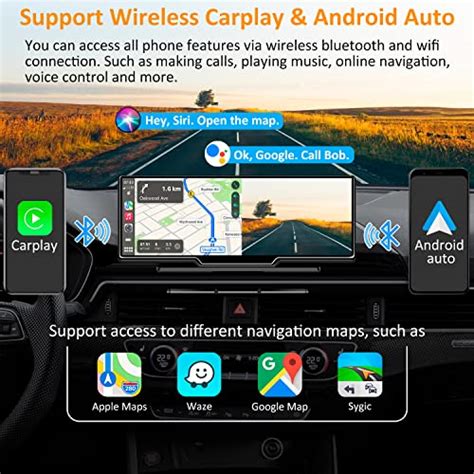 Westods Portable Wireless Carplay Car Stereo With K Dash Cam