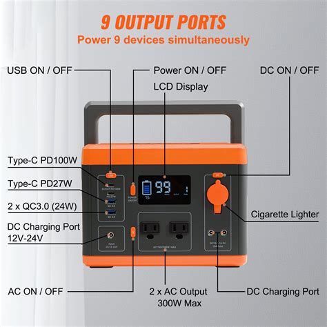 Vevor Portable Power Station Solar Generator 296wh 300w Backup Lithium Battery Vevor Us