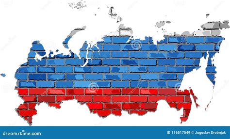 Russia Map On A Brick Wall Stock Vector Illustration Of Flags 116517549