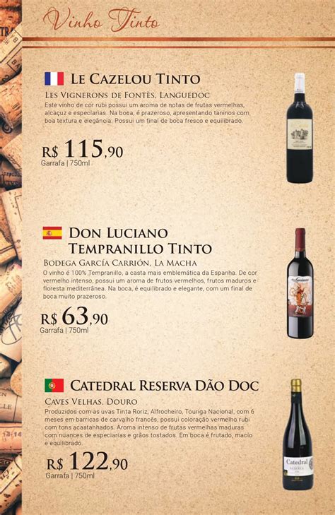 Carta De Vinhos Exemplos