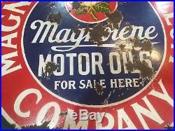 Vintage Porcelain Magnolia Petroleum Gasoline Motor Oil Sign