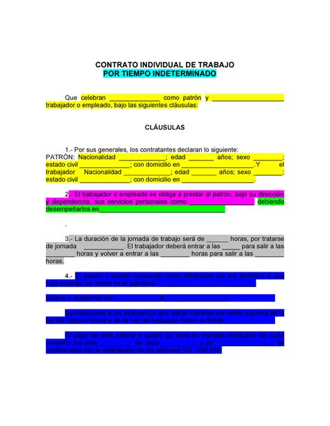 Contratoindividual Ejemplo De Un Contrato Individual De Acuerdo Al