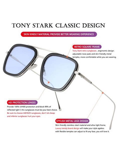 Buy Aieyezo Tony Stark Sunglasses Vintage Square Metal Frame Eyeglasses For Men Women Iron Man