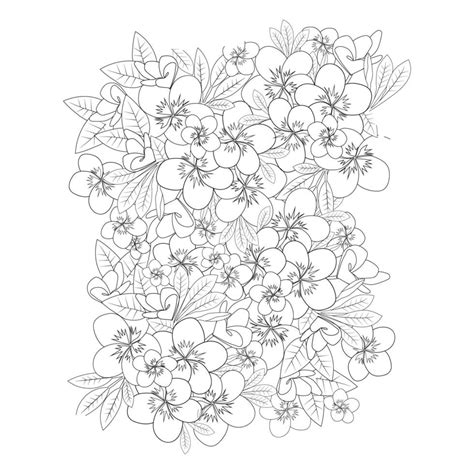 Plumeria Flower Doodle Coloring Page Outline Vector Illustration Of